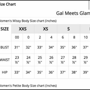 gal meets glam size chart